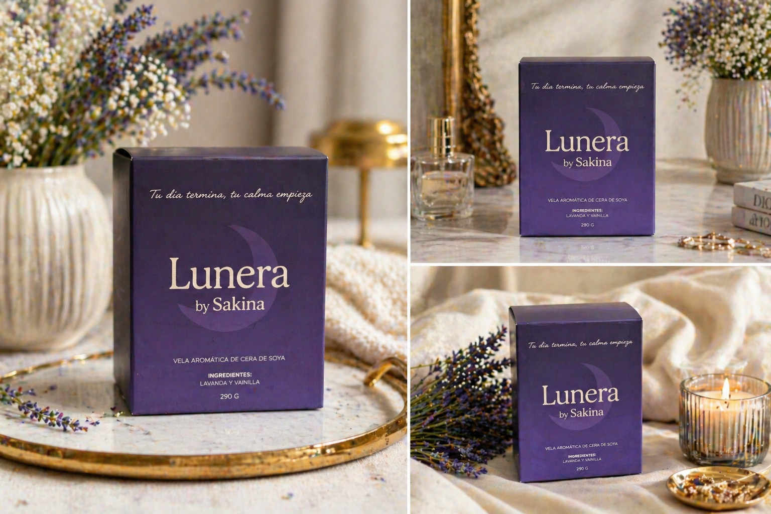Empaque premium morado de Sakina